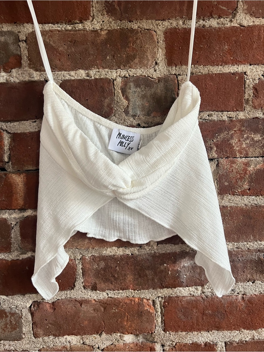 Princess Polly Ivory Twist Hem Cropped Cami